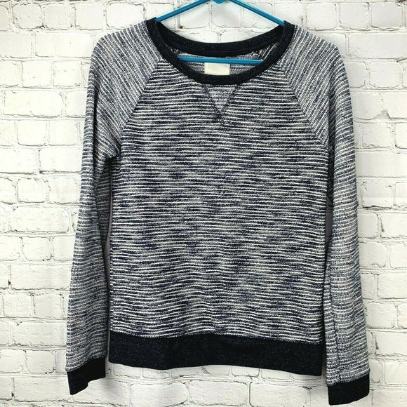 Levis Top Sweater size XS Oversized Blue White Striped Metallic Thread LS - Picture 1 of 4